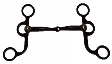 Black steel shank snaffle training bit 